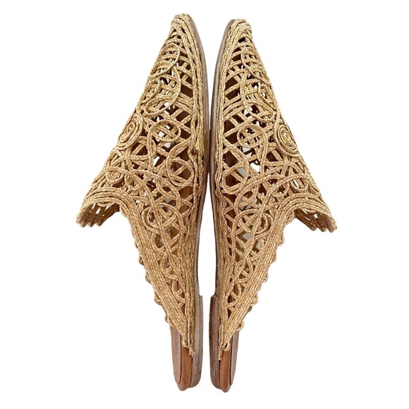 Sundance Veracruz Vintage Lace Mules Pointed Toe Raffia Artisans Dama Raffia - Picture 12 of 12